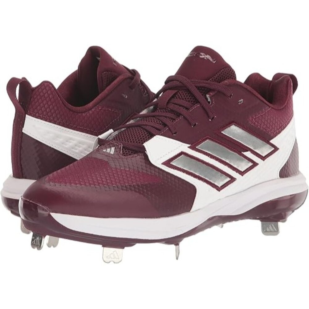 Adidas Mens Icon 8 Sneaker Metal Baseball Cleat IG7093 Dark Red Silver Size 7